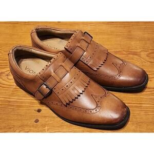 Vionic Harrison Leather Wingtip Fringe Dress Shoes Golf Old Money Classic 11.5